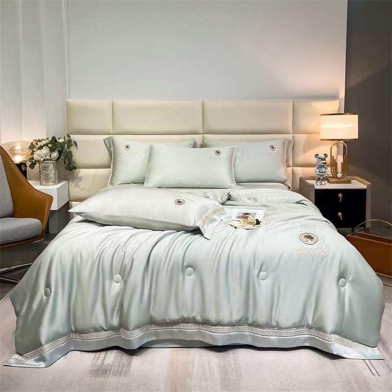 SET PHI LỤA CHĂN HÈ THÊU CHỮ 𝐻
