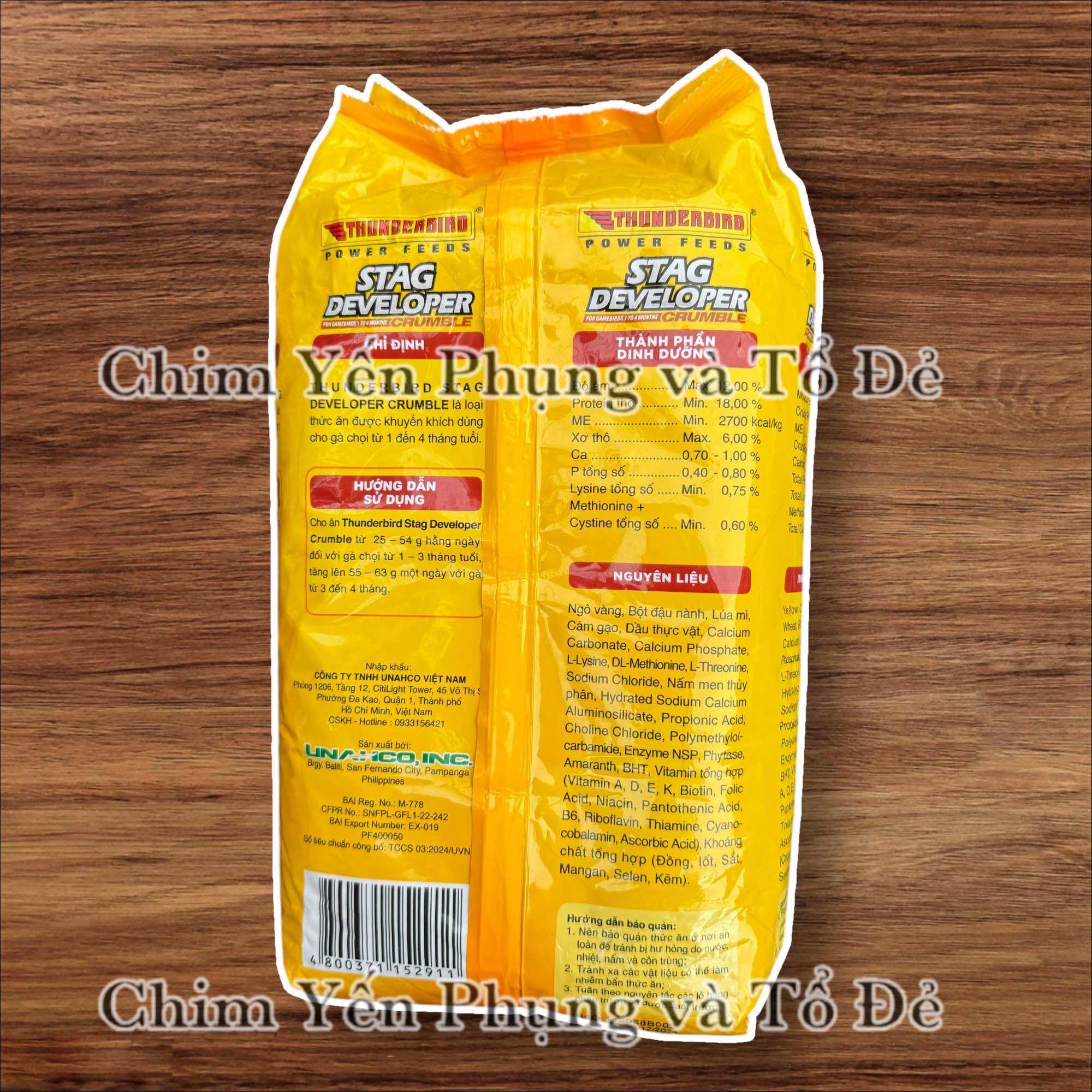 Cám vàng STAG DEVELOPER Thunderbird cho Gà Đá gói 1kg - date mới.