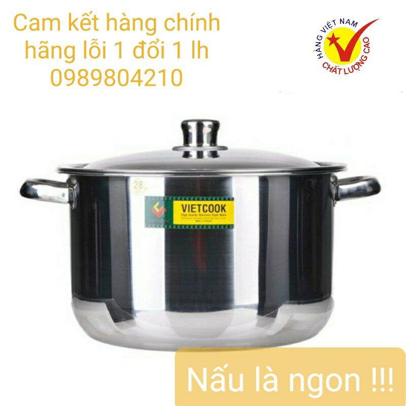 Nồi inox luộc gà đun từ 15lit size 32 Vietcook, nồi luộc gà