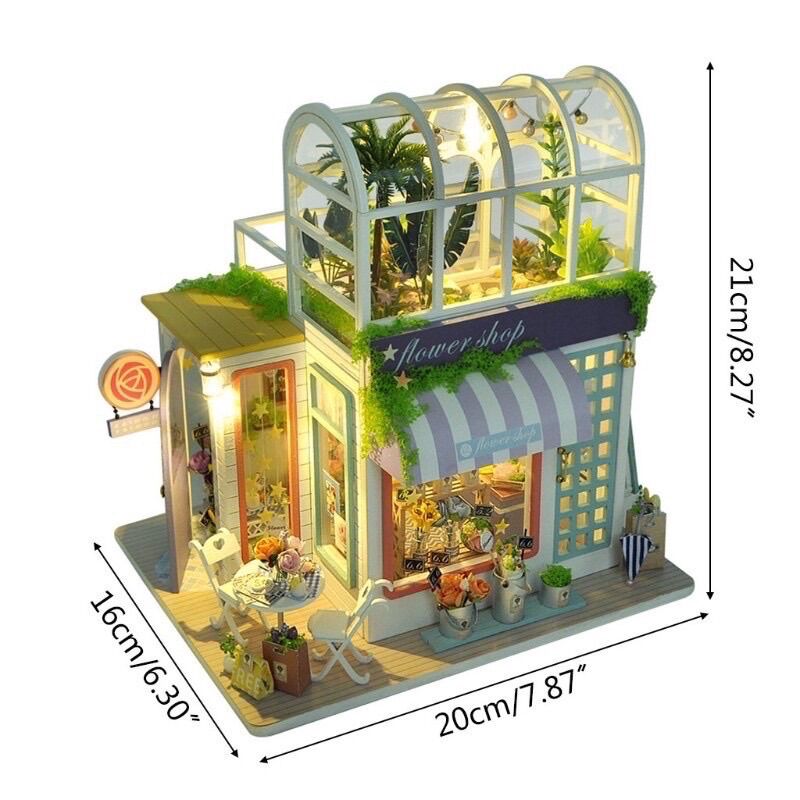 Mô hình nhà búp bê bé tự lắp ráp đô chơi cửa hàng hoa diy doll house TD41