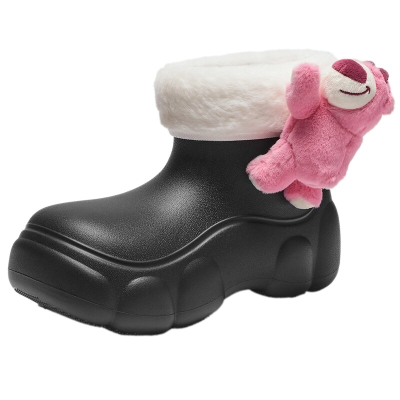 Thick Bottom Fleece Lined Snow Boots Women's Winter Warm Casual Short Boot Strawberry Bear Design Fashionable Cold Proof Giá 1,940,000 Đồng*Miễn phí vận chuyển