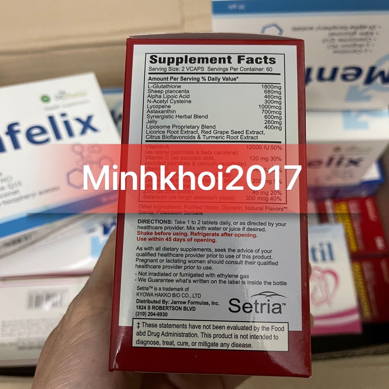 GLUTATHIONE 1800mg HỖ TRỢ DA,LÀM ĐẸP DA (60 viên)