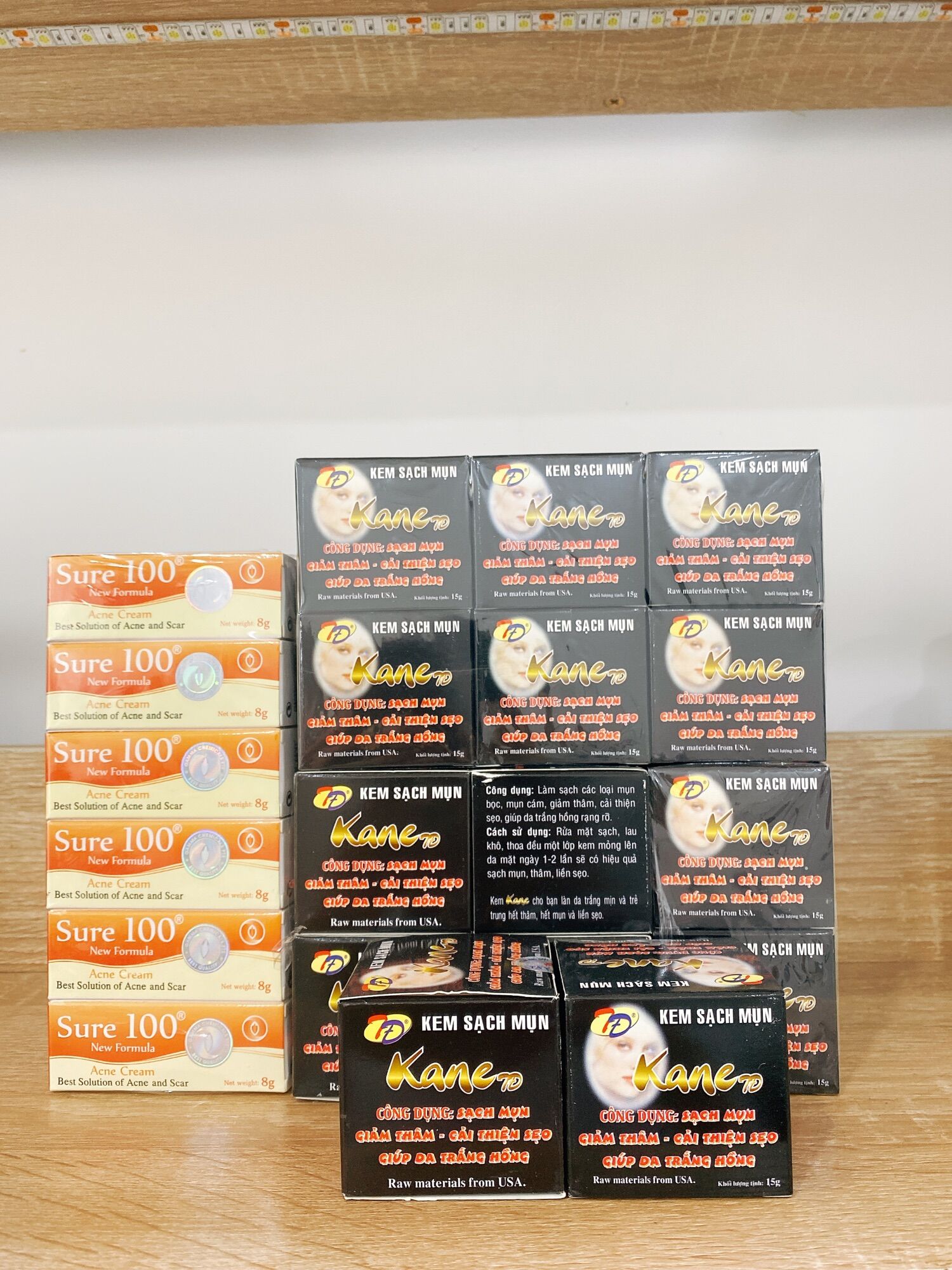 Combo Kem Nghệ Sạch Mụn KANE và Kem Mờ Sẹo SURE 100