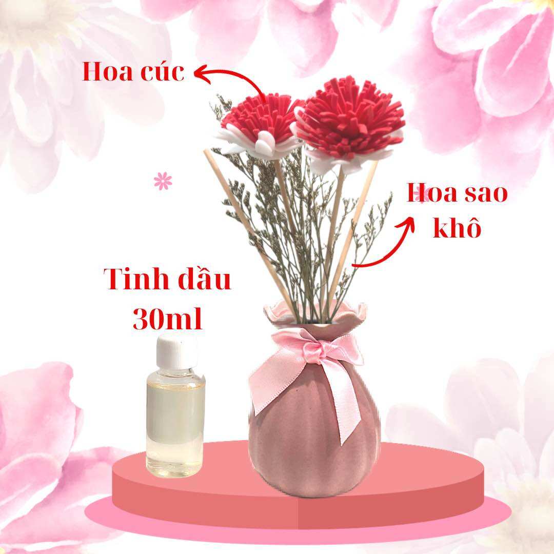 Tinh dầu thơm phòng lọ gốm hoa khô thiết kế