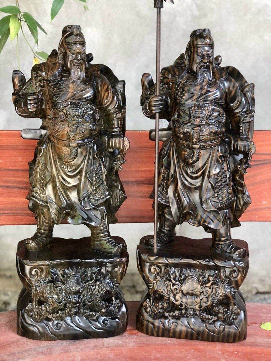 Tượng quan công gỗ mun kt cao 30, 40cm