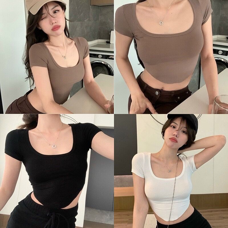 Áo croptop vạt bầu tay ngắn hot hít VBG