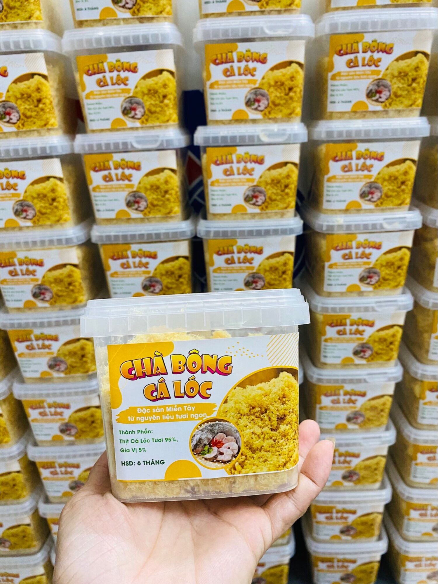 Chà bông cá lóc nhà làm hộp 250gr siêu nhiều