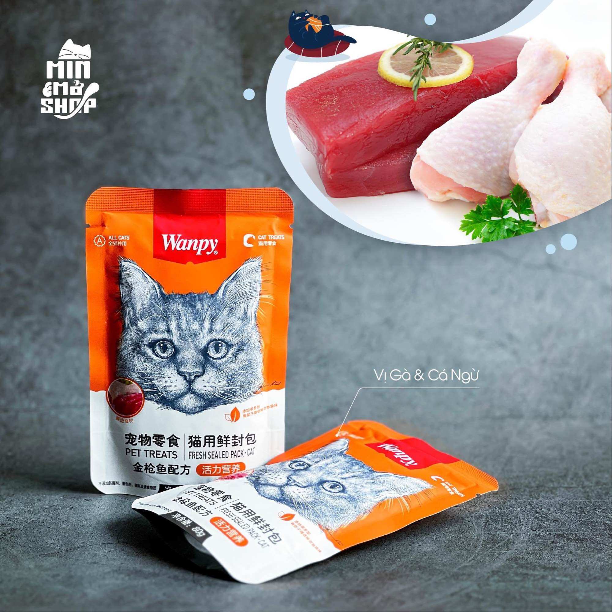 PATE WANPY DẠNG ƯỚT CHO MÈO GÓI 80G