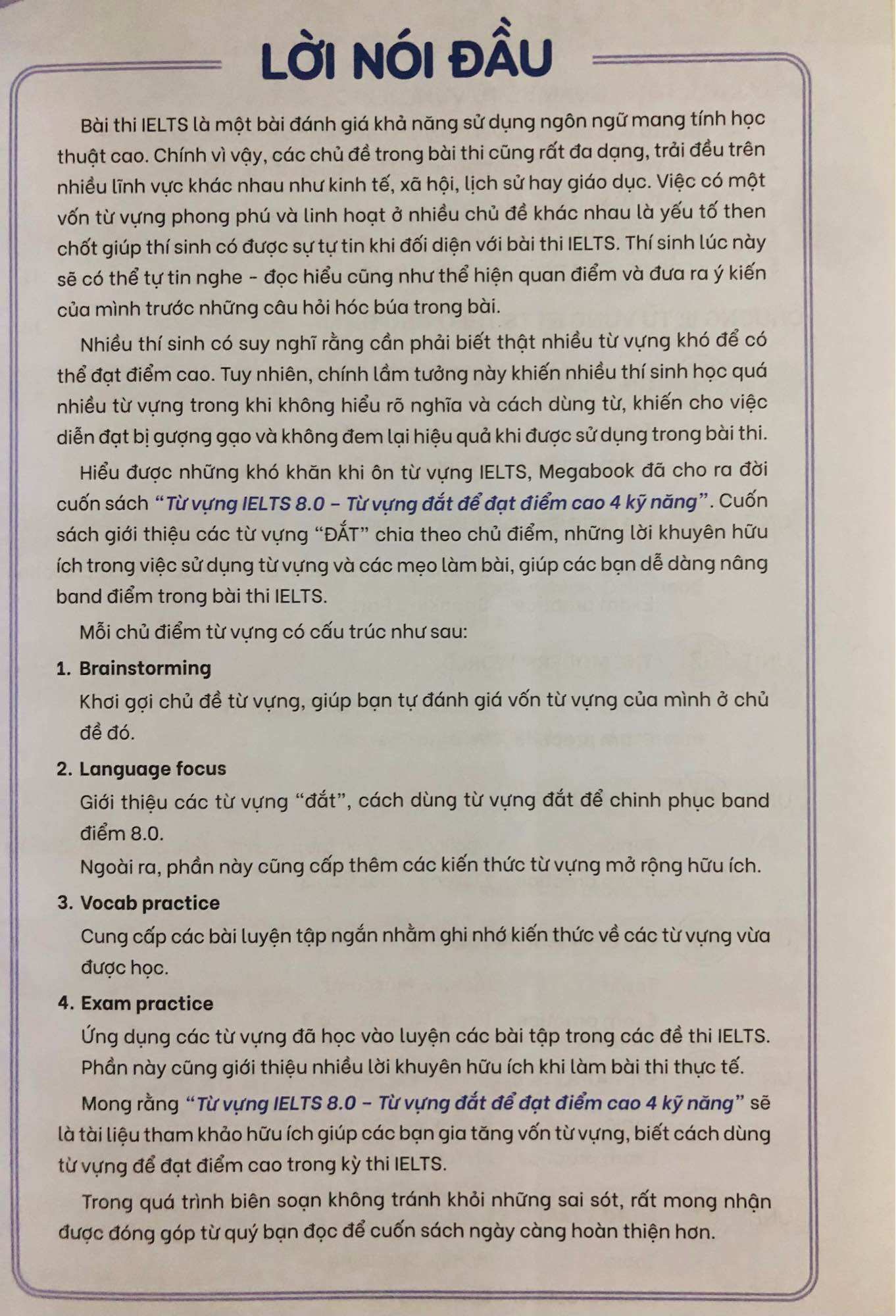 Từ vựng Ielts 8.0