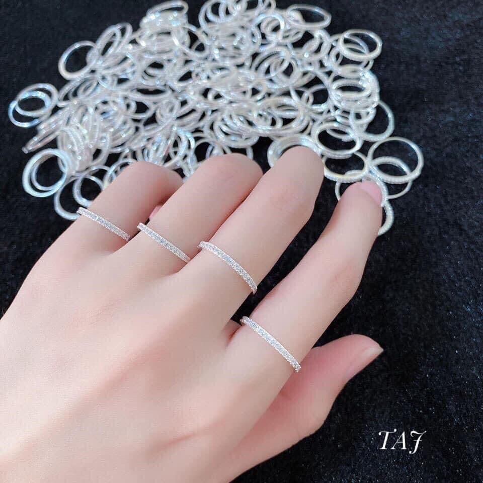 Nhẫn 1 hàng đá, Nhẫn nữ Đính đá, chất liệu Bạc Ta-bacquynhanh