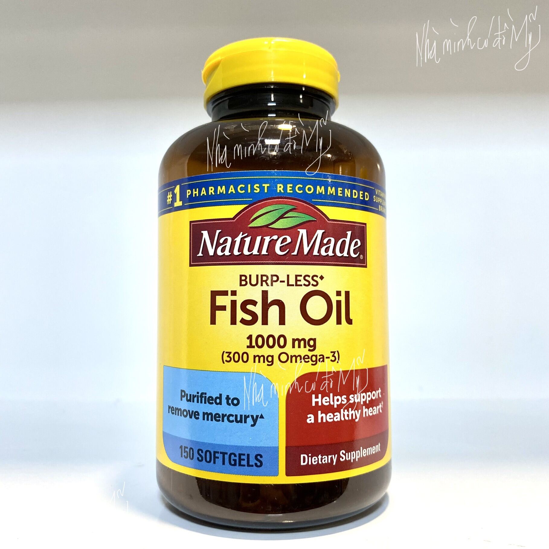Dầu cá Omega 3 Nature Made Fish oil 1000mg 150 softgels burp