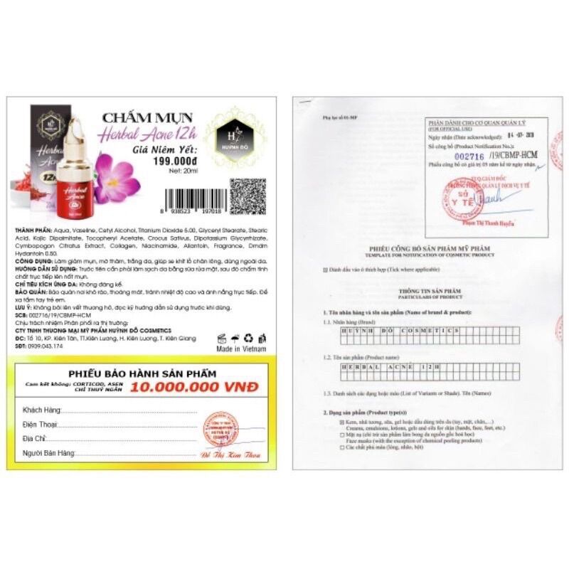 Serum chấm mụn 12h Huỳnh Đỗ
