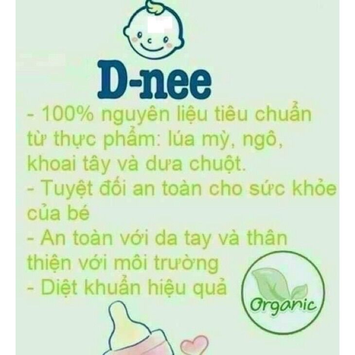 Nước rửa bình sữa Dnee Organic 600ml - Mẫu Mới