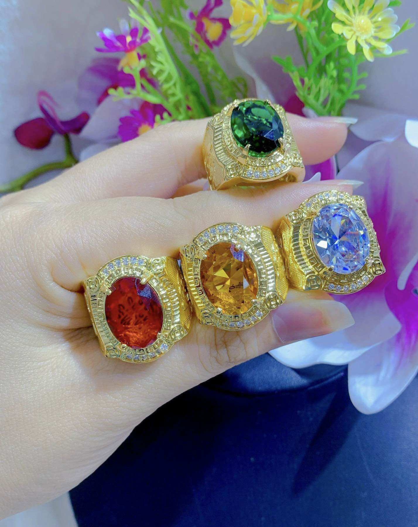 Nhẫn nam đính đá phong thủy mạ vàng 18k cao cấp mẫu mới về