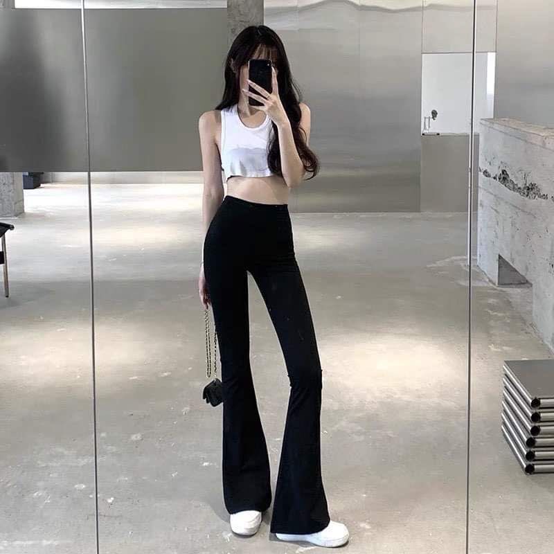 Quần dài ống loe ôm body basic