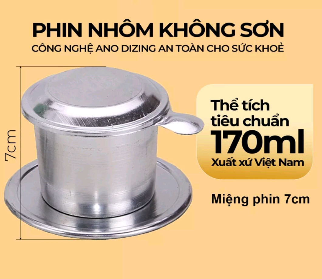 Phin pha cà phê nhôm nguyên chất không sơn cao cấp