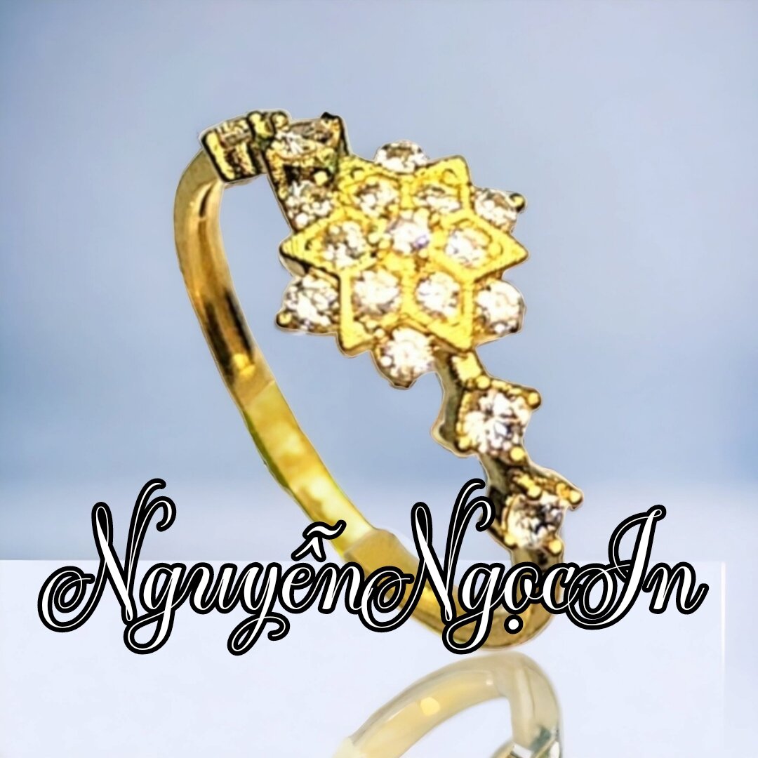 Nhẫn chùm đính đá , nhẫn nữ đẹp, nhẫn kiểu đơn giản dễ thương. nhẫn xi mạ vàng.