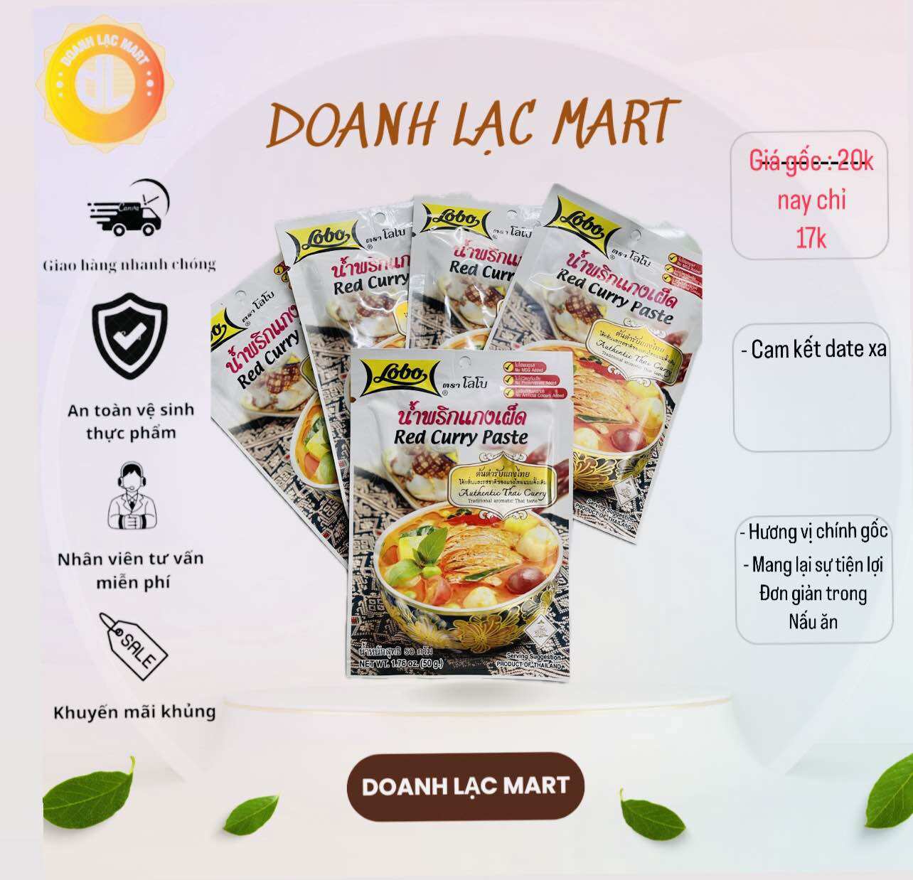 [Lobo Thailand] Gói Gia vị cà ri 50gr,  ĐỎ  / Red  Curry Paste