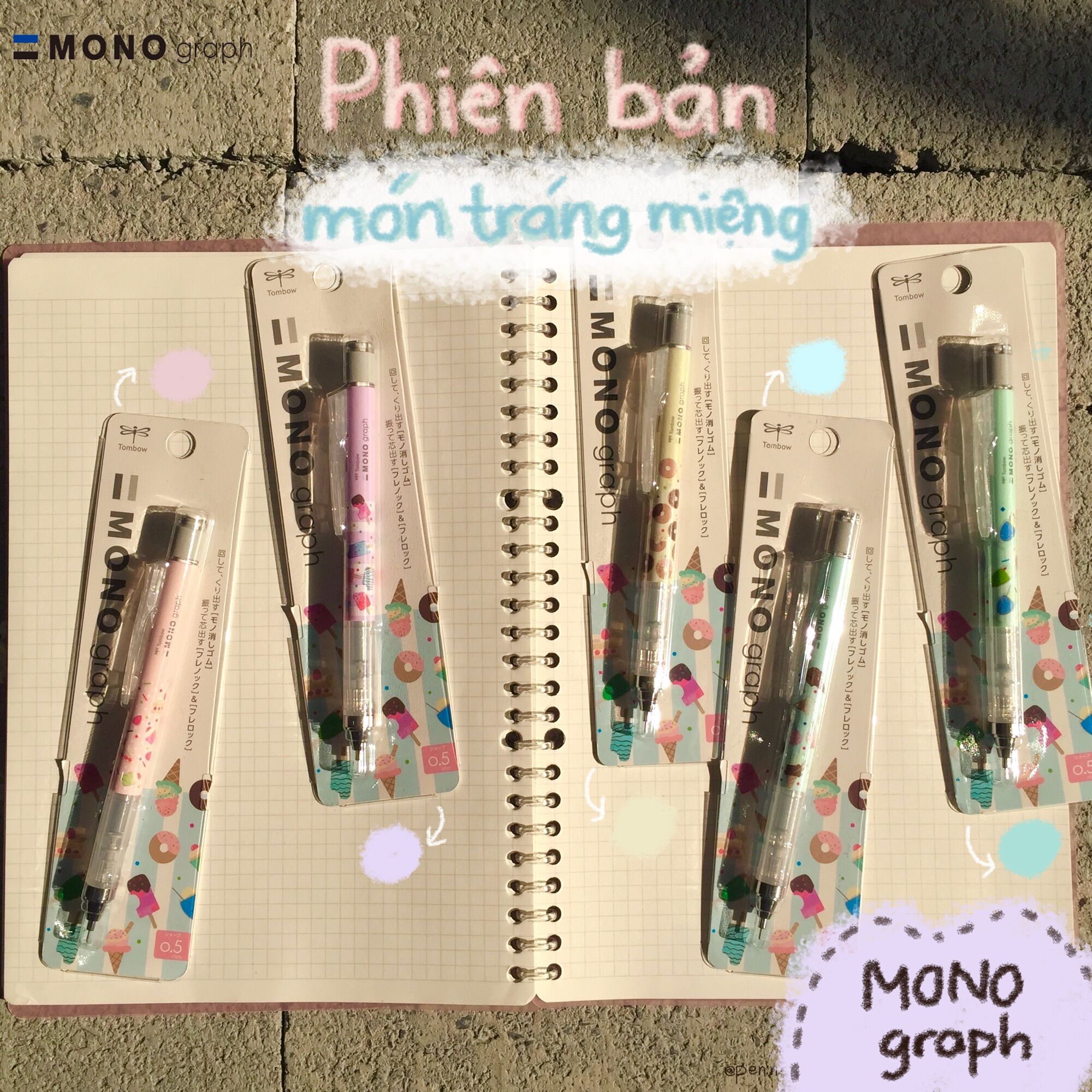 Bút Chì Bấm Tombow Mono Graph 0.5mm Phiên Bản Pastel Món Tráng Miệng