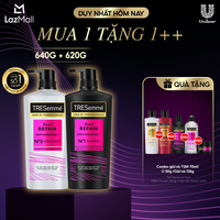 Combo Dầu Gội, Dầu Xả TRESemmé Bond Repair Peptidebond+ 640g, 620g Cho Tóc Hư Tổn Do Tạo Kiểu Giúp Ngăn Gãy Rụng
