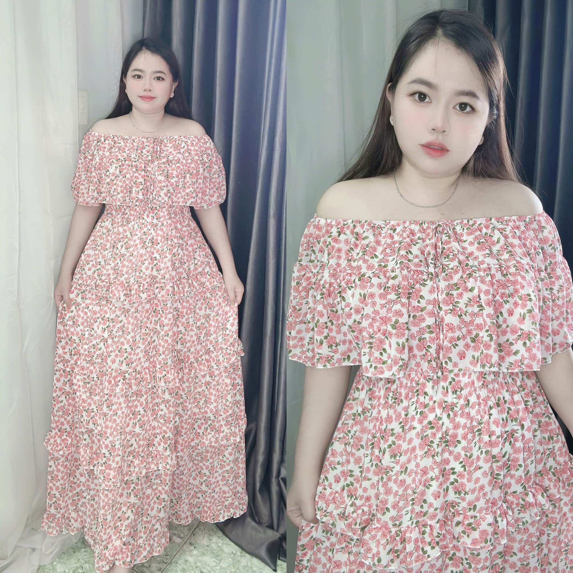[Bigsize 60-90kg] Đầm maxi trễ vai bèo