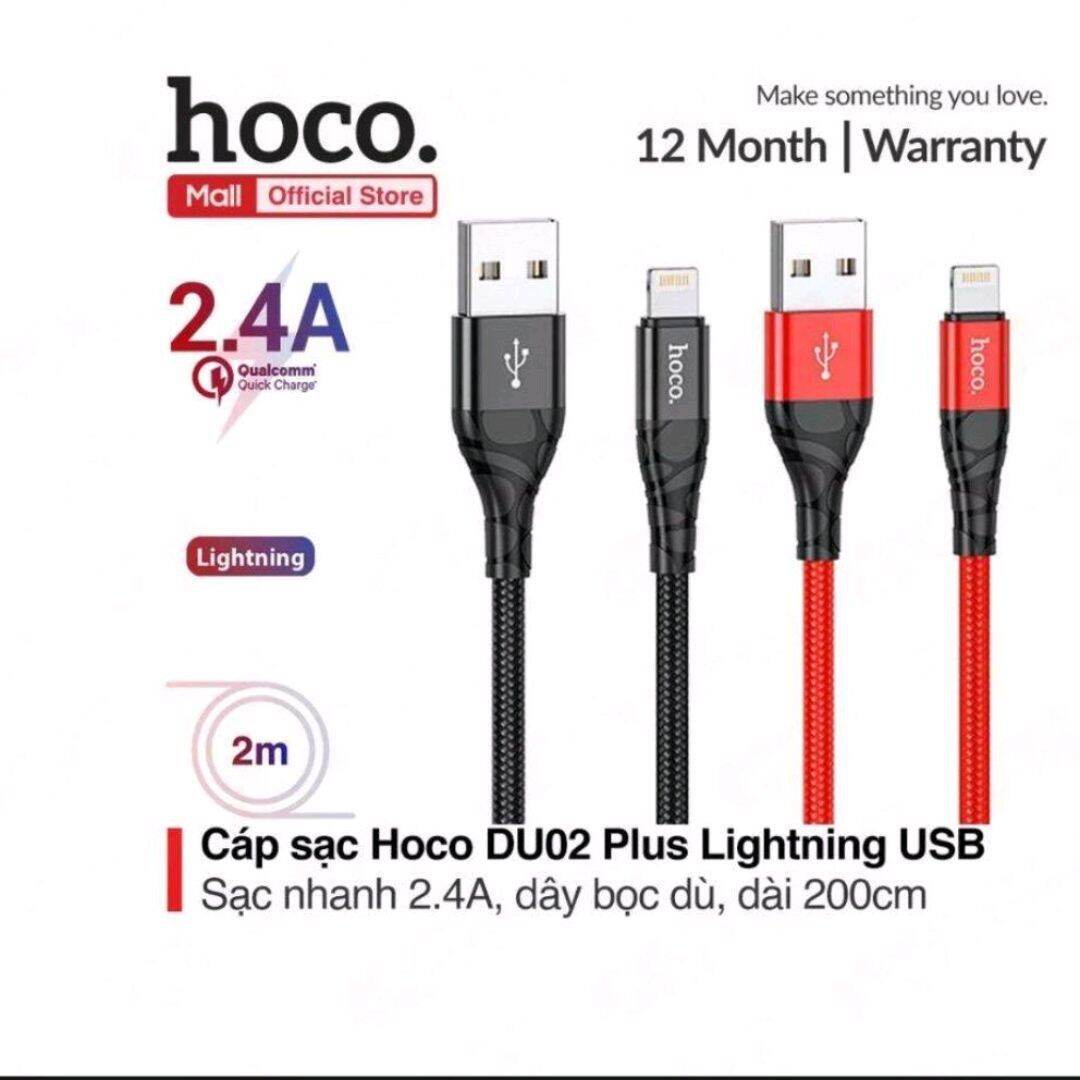 Dây Cáp sạc nhanh iPhone, cáp sạc nhanh iPhone micro type-c hoco DU02 dây bọc dù siêu bền