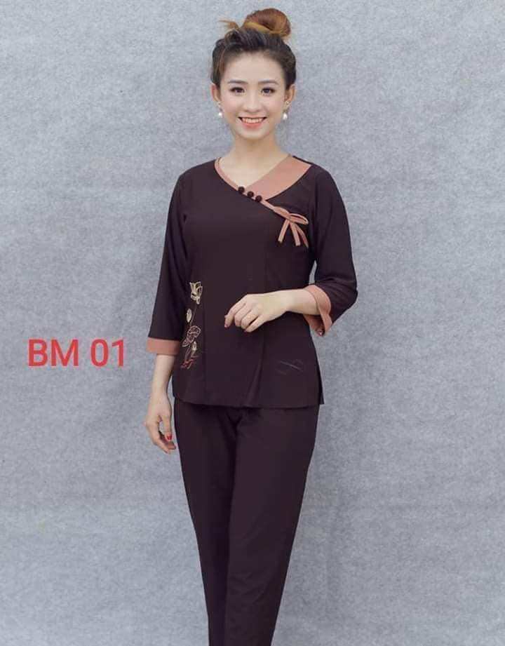 Đồ Lam Đi Chùa# - mẫu tim nơ _ Vải #Thun co giãn