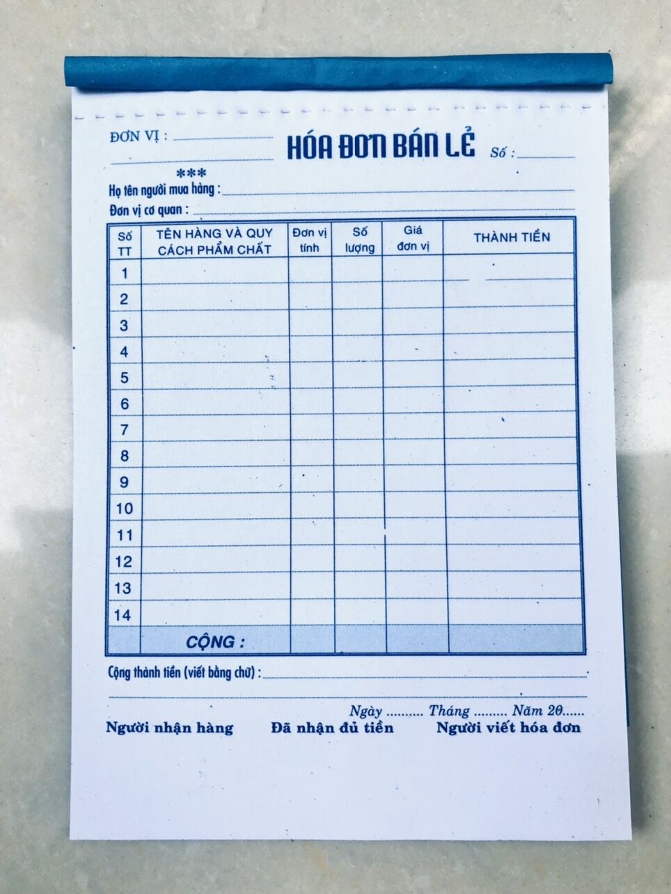 [HCM]Hóa đơn 1 liên Giấy For 70 dày đẹp láng mịn