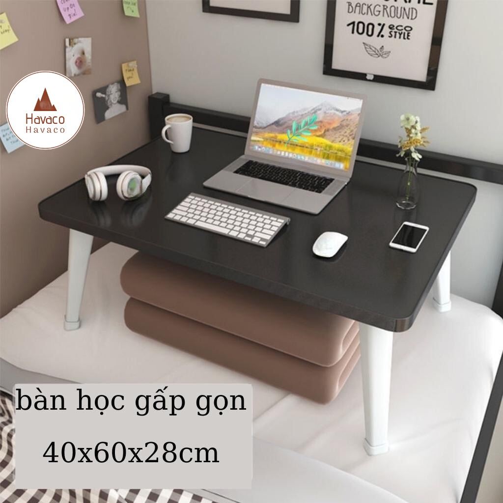 Bàn học gấp gọn mini mặt gỗ chân nhựa thông minh ngồi bệt để giường laptop xếp gọn dành cho học sinh , sinh viên