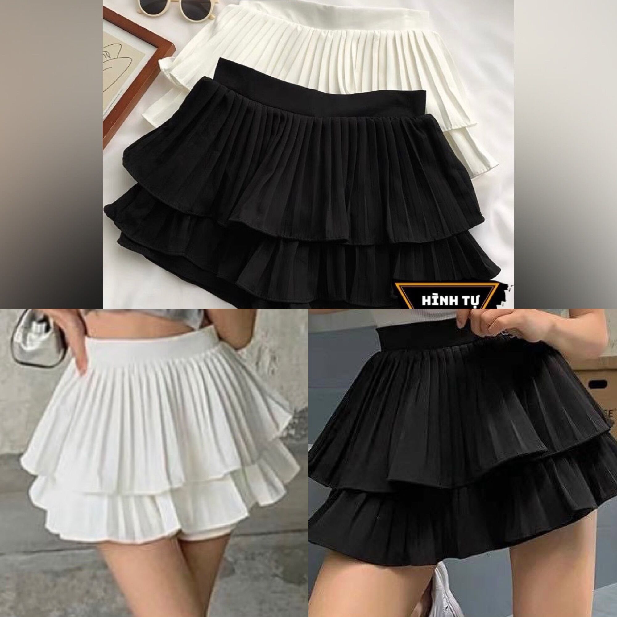 [Bigsize 60-85kg] Chân váy dập ly 2 tầng