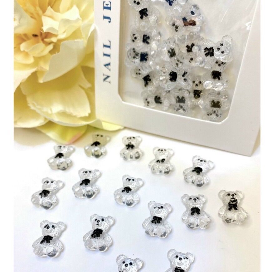 Charm gấu pha lê, phụ kiện gắn móng hình gấu