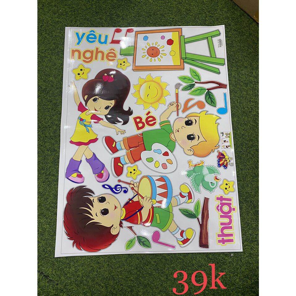 Combo 18 chủ đề tranh decal mầm non trang trí các góc