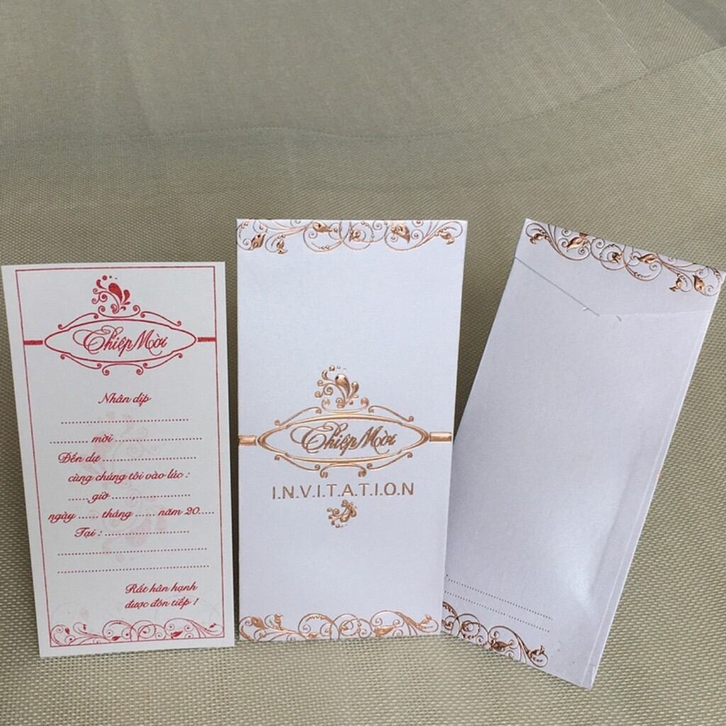Xấp 5 thiệp sinh nhật trắng camay