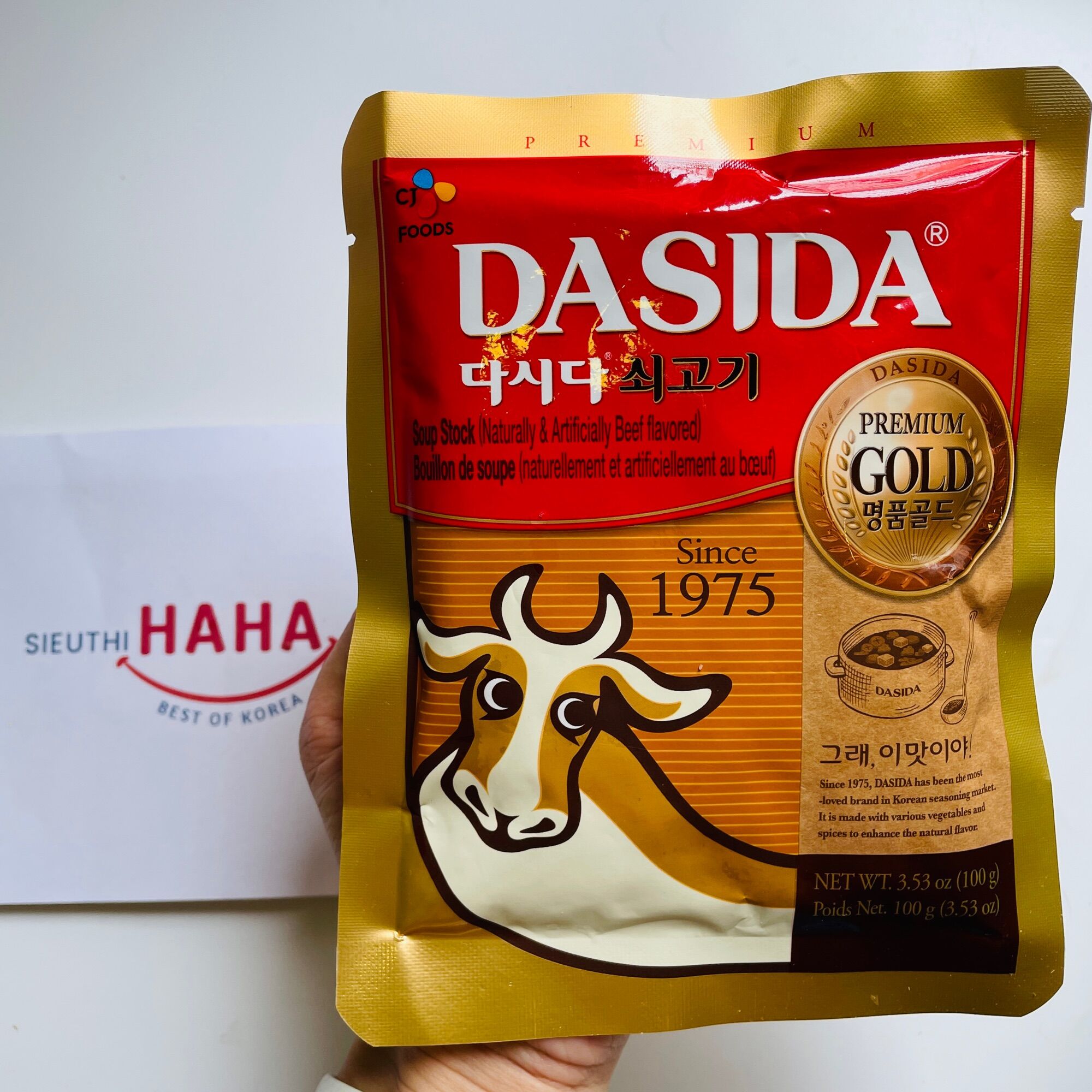 Bột nêm vị bò Hàn Quốc DASIDA Vàng Cao Cấp 100g
