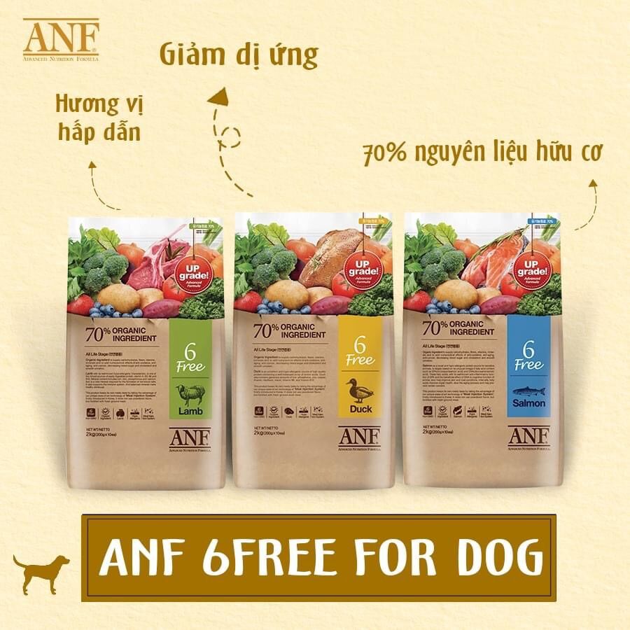THỨC ĂN HẠT CHO CHÓ ANF 6FREE date mới túi 2kg