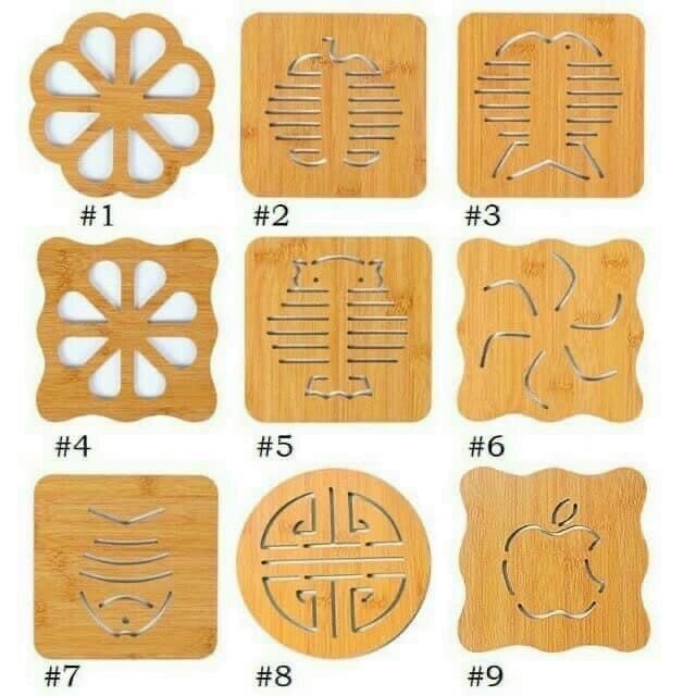 Combo 6 miếng lót gỗ lót xoong, nồi, chảo, bát đĩa, cốc chén