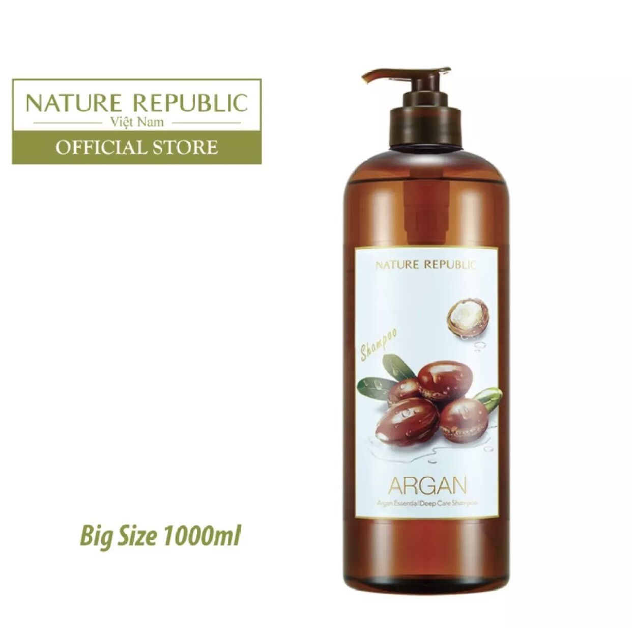 Dầu gội argan phục hồi hư tổn nature republic argan essential deep care shampoo 1000ml