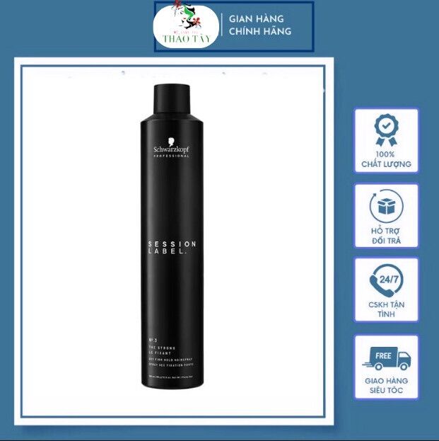 Gôm xịt tóc siêu cứng Osis Schwarzkopf Session Label đen 500ml - chai