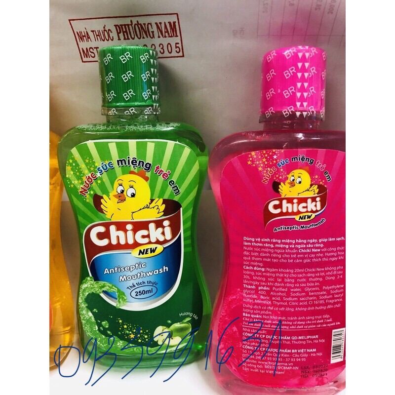 Nước súc miệng trẻ em chicki-chai 250ml