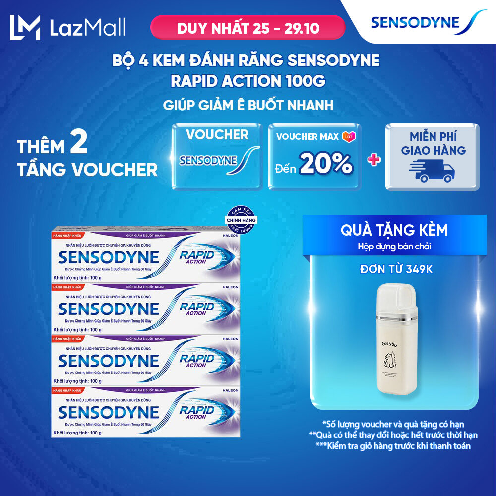 Bộ 4 Kem đánh răng SENSODYNE Rapid Action 100g giúp giảm ê buốt nhanh