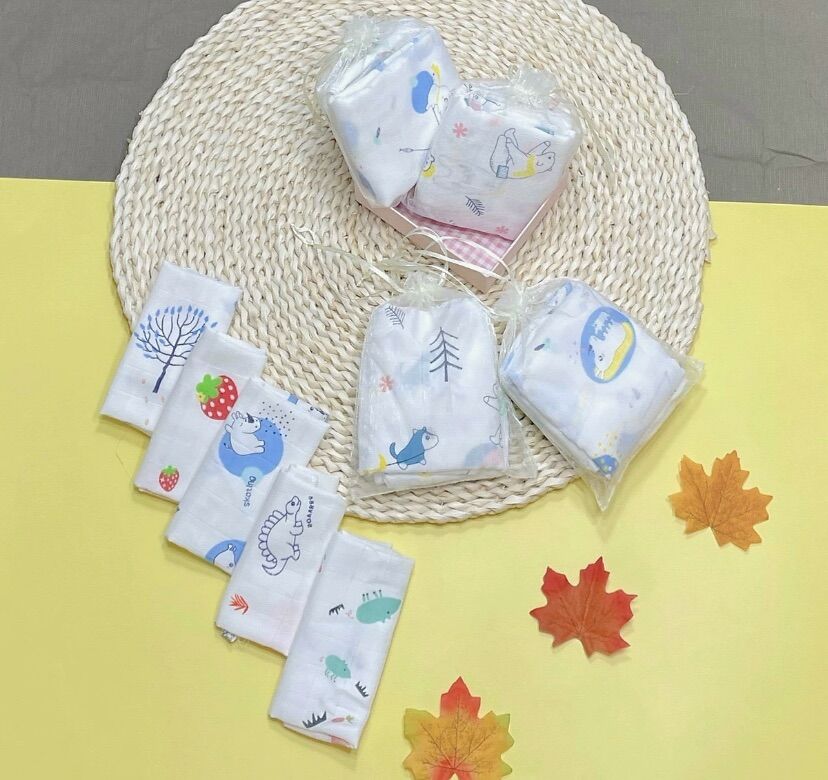 Set 10 khăn sữa sợi tre túi lưới