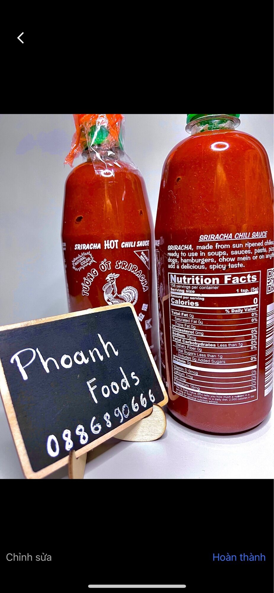 Tương ớt Sriracha side 255gr -( 0 calories,0 đường , 0 fat ) - vị cay ngon