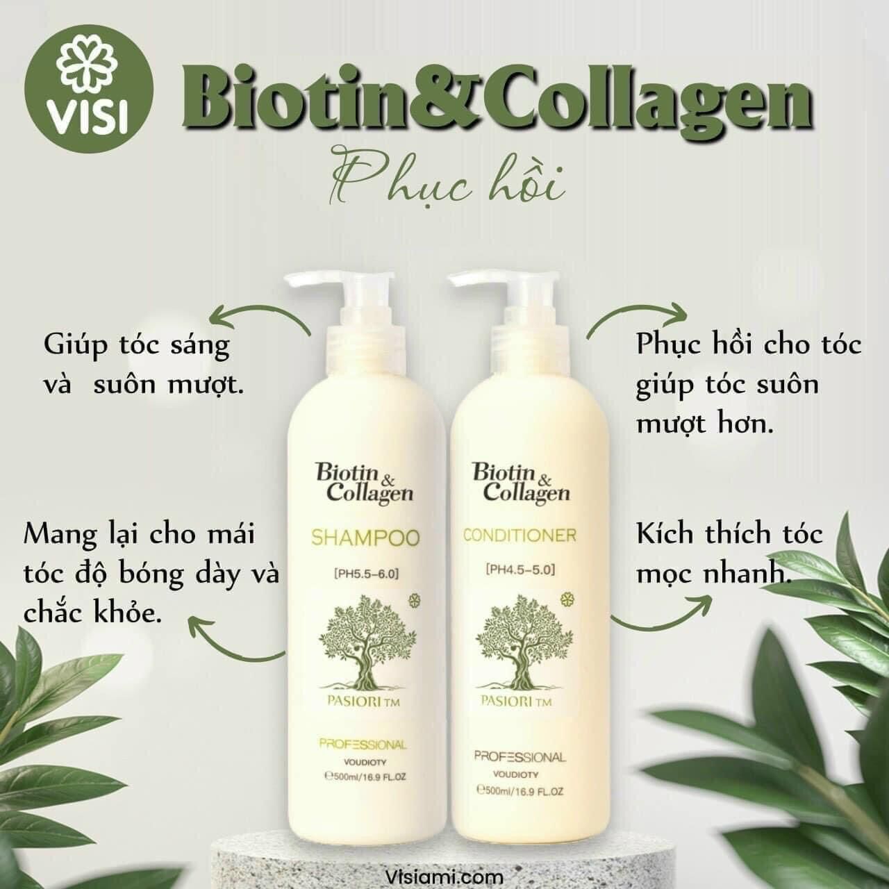 Dầu gội biotin & collagen, kích thích mọc tóc chống rụng tóc, dầu gội biotin cặp 500ml DelightComestic