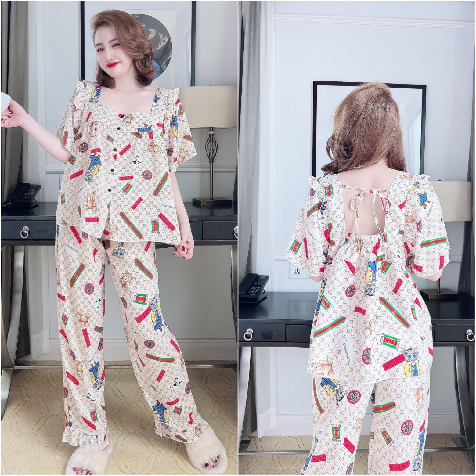 (50-110kg) Bộ Ngủ Bigsize Lụa Cao Cấp - Siêu Cute