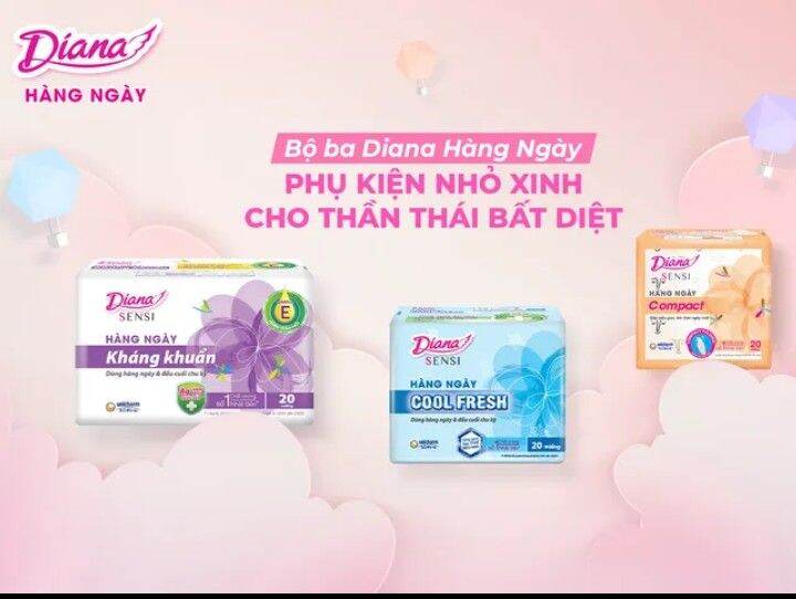 Combo 6 gói bvs Diana hàng ngày Compact 20 miếng