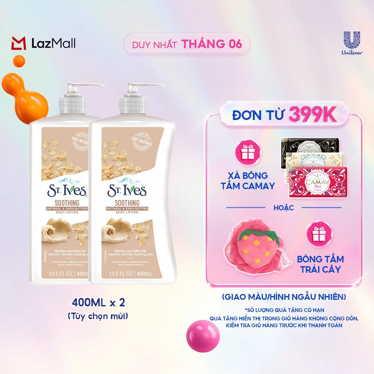 Bộ sữa dưỡng thể St.Ives 400ml x 2(Tuỳ chọn phân loại)