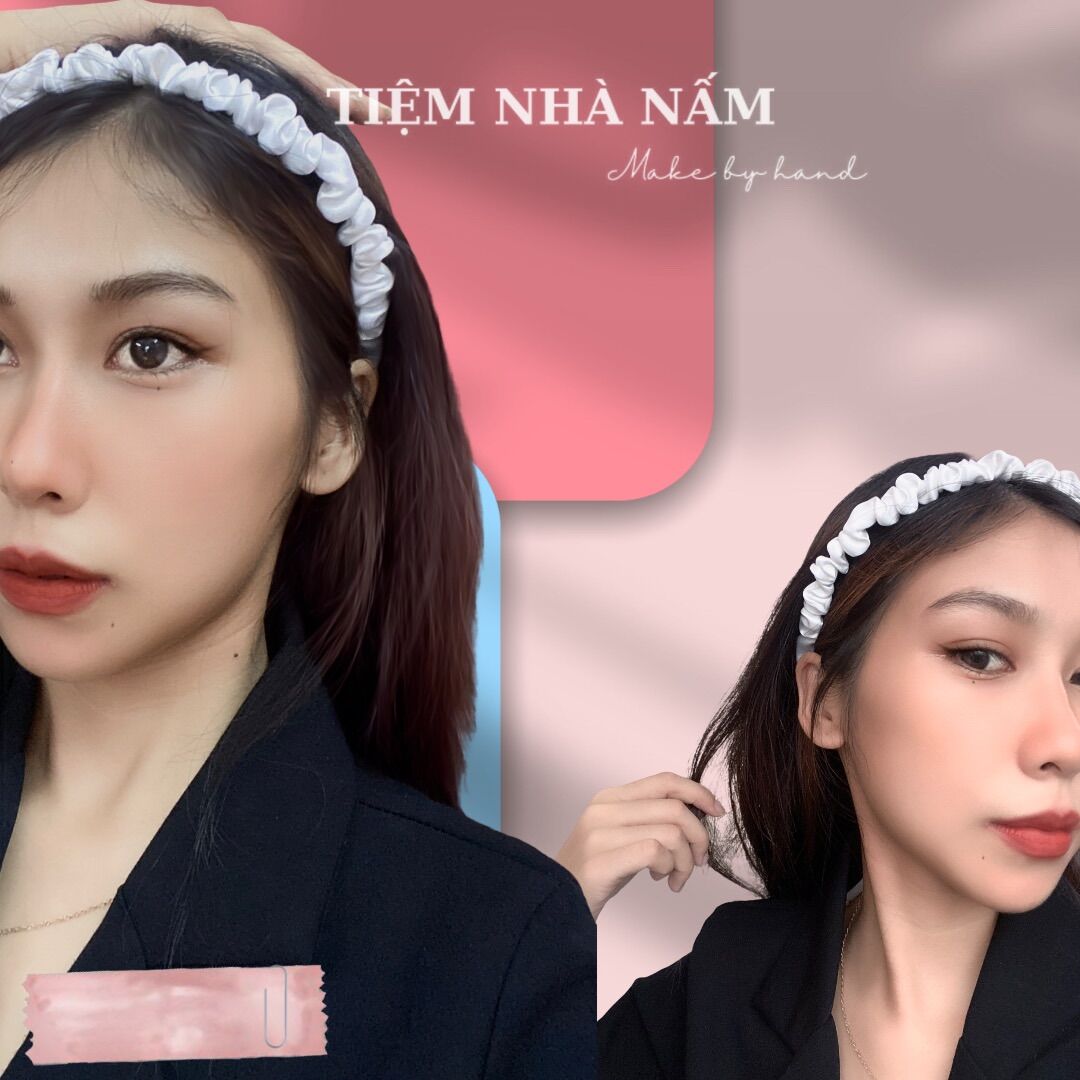 🎀 Cài, bờm tóc nhún satin bèo nhiều màu - [ Nhà Nấm handmade ]