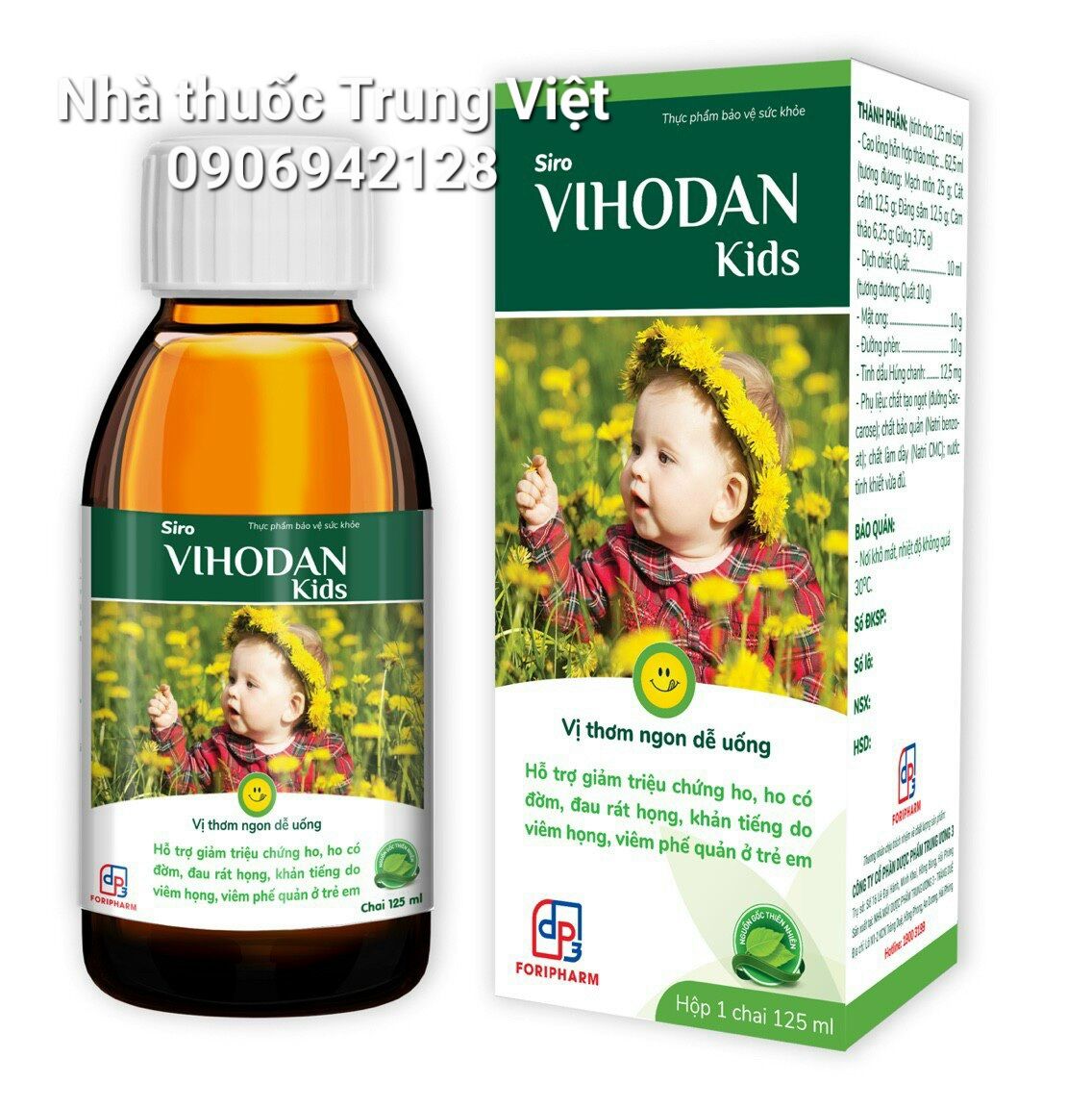 Vihodan Kids chai 125ml siro ho giành cho bé. sản phẩm của Trung Ương 3