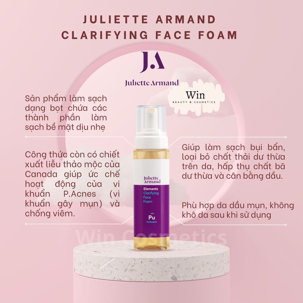 Bọt rửa mặt Juliette Armand dành cho da dầu mụn Clarifying Face Foam