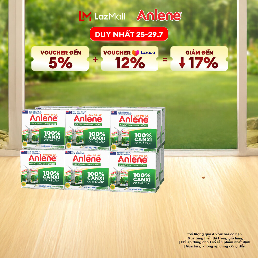 [Voucher giảm đến 26%]Thùng 48 Hộp Sữa Nước Anlene Hương Vani Đậm Đặc Ít Béo 110ml